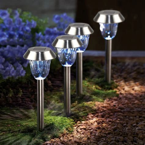 Aliexpress.com : Buy Promotion! 4 Pcs Outdoor LED Lawn Garden Pathway Stainless Steel Lamp Solar ...