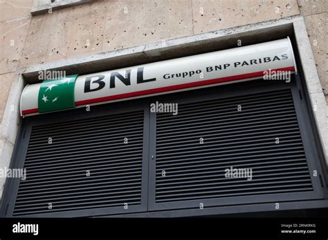 Milan , Italy - 08 17 2023 : Bnl gruppo bnp paribas logo brand and text sign facade entrance ...