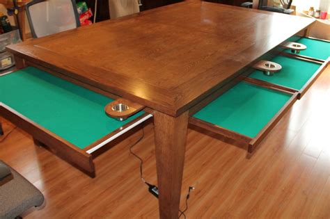 Hand Crafted Game Table W Removable Top / Cup Holders & Pull-Out Trays ...