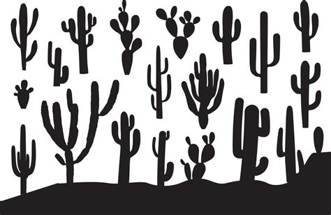 Cactus silhouette set 15826897 Vector Art at Vecteezy