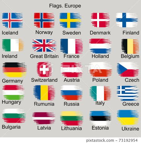 Flags of Europe. Norway, Iceland, Finland,... - Stock Illustration ...