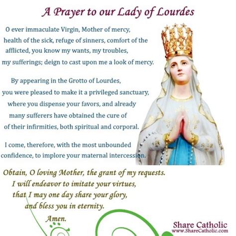 A Prayer to our Lady of Lourdes