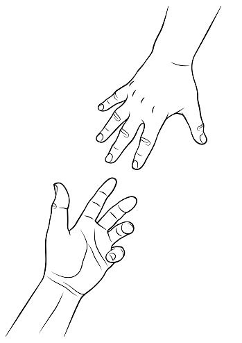 Reaching Hand Vector Line Illustration Stock Illustration - Download Image Now - iStock