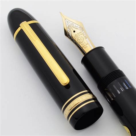 Montblanc Meisterstuck 149 Fountain Pen - Basic Black, Piston Fill, Tri-tone 14c Extra Fine Nib ...