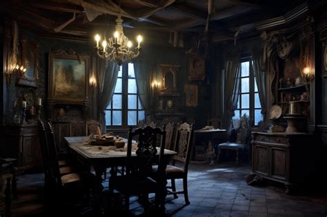 Premium AI Image | The dining room in the castle