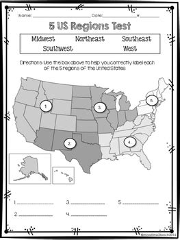 FREE- 5 US Regions Map Test by More Time 2 Teach | TPT