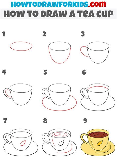 how to draw a tea cup step by step | Tea cup drawing, Tea cups, Tea cup art