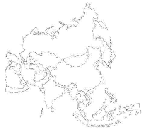 White Map Of Asia Continent