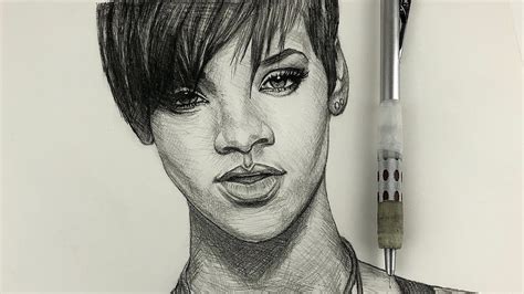 Pencil Drawing Of Rihanna