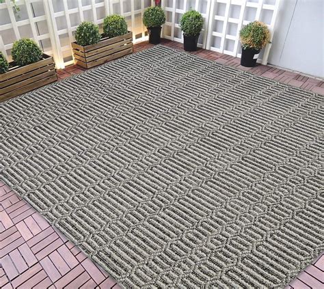 HR Indoor Outdoor Area Rugs 8x10 Moroccan Trellis Pattern Gray Outdoor – Handcraft Rugs