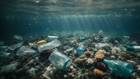 Premium AI Image | plastic pollution of the ocean underwater scene half above half below plastic ...