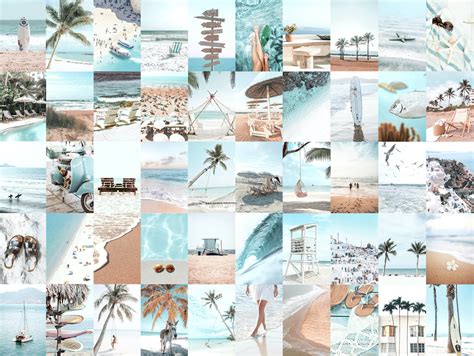 Light Blue Aesthetic Beach Desktop Wallpaper Collage MacBook 13 Inch ...