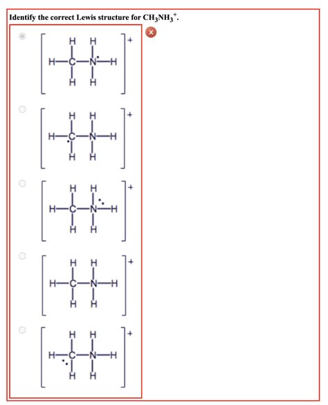 Solved | Identify the correct Lewis structure for CH3NH,*. . | Chegg.com