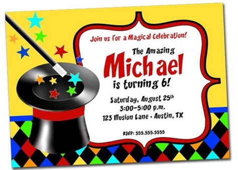 Magic Birthday Party Invitation Magician Party Printable by khudd