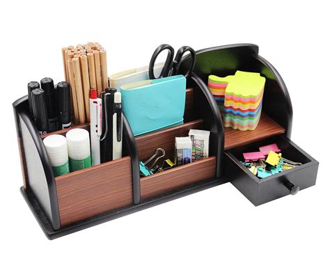 PAG Office Supplies Wood Desk Organizer Pen Holder Accessories Storage ...