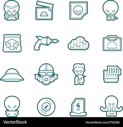 Science fiction icons Royalty Free Vector Image