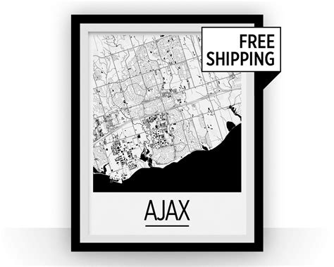 Ajax Ontario Map Poster Ontario Map Print Art Deco Series - Etsy UK