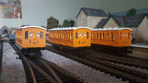 Orange Branchline Coaches with Faces by 76859Thomasreturn on DeviantArt