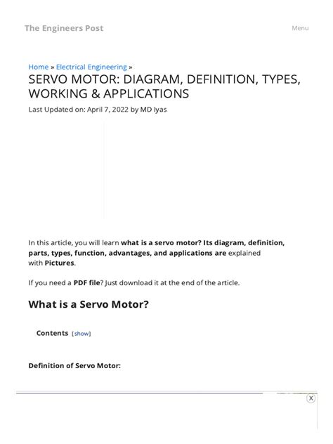 Servo Motor - Diagram, Definition, Types, Working & Applications | PDF ...