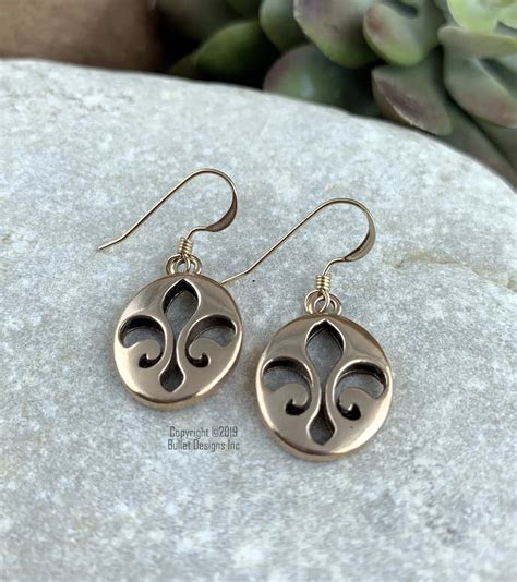 Gold Tone Oval Dangle Fleur De Lis Earrings, GF Earwires – Bullet ...