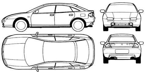 1993 Mazda 323F Hatchback blueprints free - Outlines