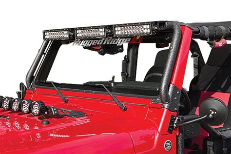 Rugged Ridge 11232.08 Windshield Light Bar Mount for 97-06 Jeep Wrangler TJ & Unlimited | Quadratec
