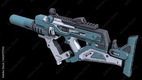 Futuristic Sub-Machine Gun 3D Concept Stock Illustration | Adobe Stock