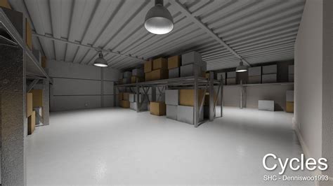 3D model Modern furnished warehouse with office for Blender VR / AR ...