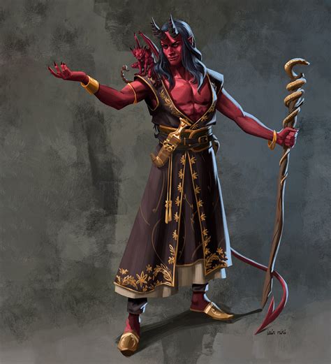 Male Tiefling Warlock Art