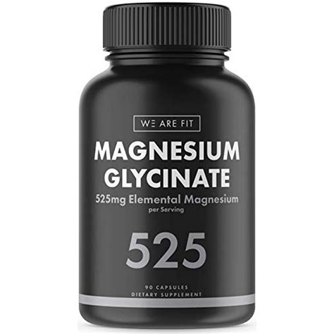 Magnesium Glycinate 525 mg Elemental Complex -125% DV High Absorption Bioavailable Supplement to ...