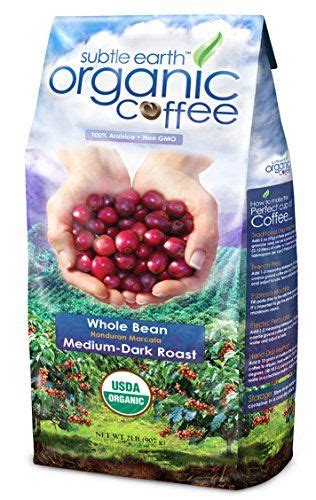 Subtle Earth Organic Coffee - Medium-Dark Roast - Whole Bean Coffee - 100% Arabica Beans - Low ...