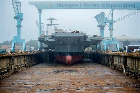 Ship Photos of The Day - Gerald R. Ford Aircraft Carrier Dry Dock Flooded - gCaptain