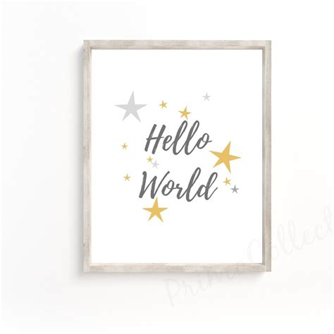 Hello World Wall Art Nursery Wall Art Hello World Printable - Etsy