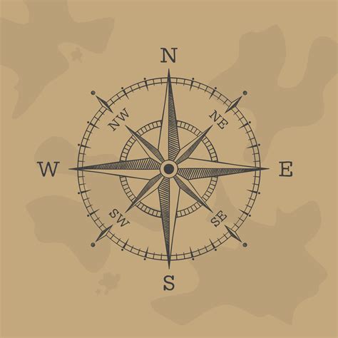 The wind rose compass vector style retro on old map 11394036 Vector Art ...