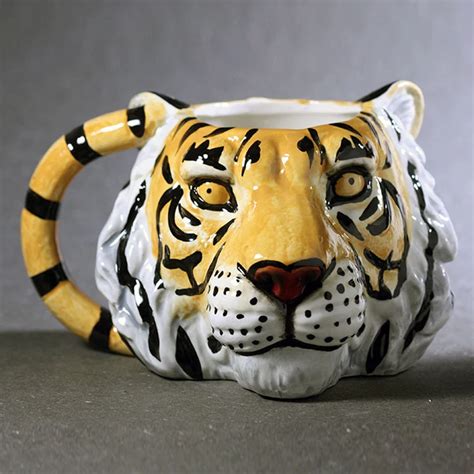 300ml personalized tiger mug 3D stereo hand painted coffee mug Creative cartoon ceramic mug ...