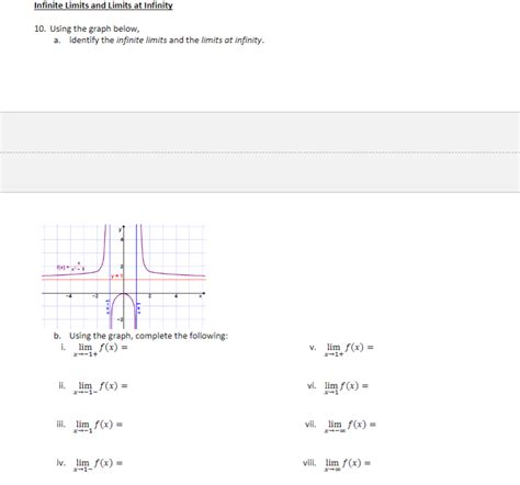 [Solved]: 10. Using the graph below, a. identify the infin