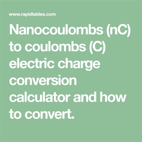 Convert Nanocoulombs (nC) to Coulombs (C)