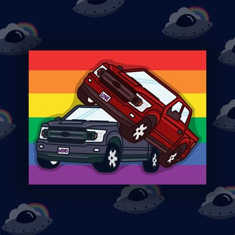 Lemon Demon Two Trucks Rainbow Flag Sticker | Etsy