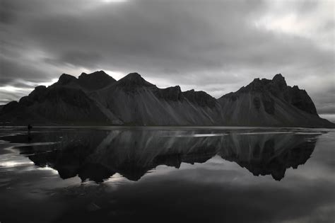 Free Images : reflection, sky, nature, water, cloud, mountainous landforms, black and white ...