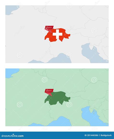 Switzerland Map with Pin of Country Capital. Two Types of Switzerland ...