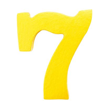 Golden Yellow Wood Number 7 Or Seven Isolated White Backgroundone Of Full Number Set Stock Photo ...