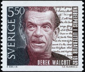 Stamp: Derek Walcott, Nobel Laureate in Literature, portrait (Sweden ...