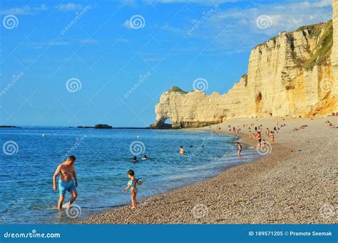 Etretat Beach, Etretat Cliffs, Normandy, France Editorial Image - Image ...