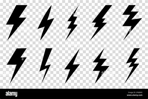 Set of lightning bolt icons. Vector illustration isolated on ...