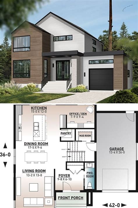 Two-Story 3-Bedroom Sequoia Scandinavian Home (Floor Plan) | Scandinavian modern house, Modern ...