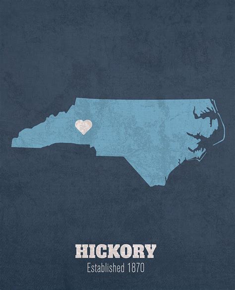 Hickory North Carolina City Map Founded 1870 UNC Color Palette Mixed Media by Design Turnpike ...