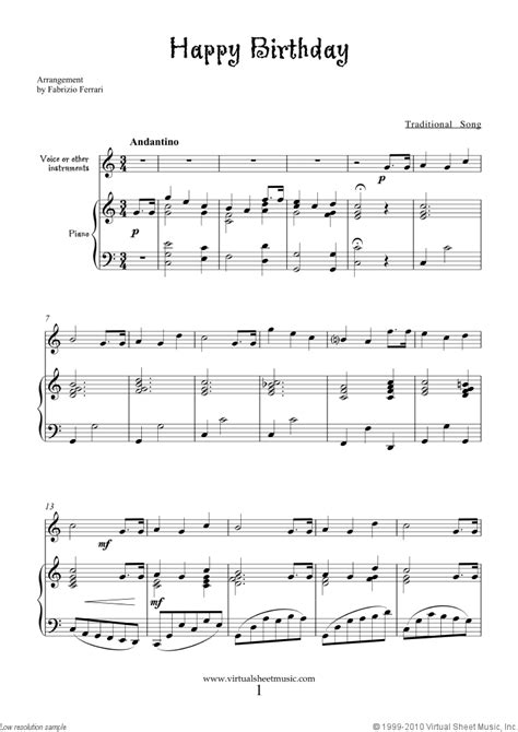 Happy Birthday Piano Notes Pdf - Get More Anythink's