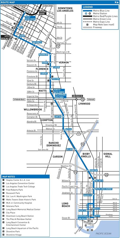 Blue line metro station map - Metro blue line map Los Angeles ...