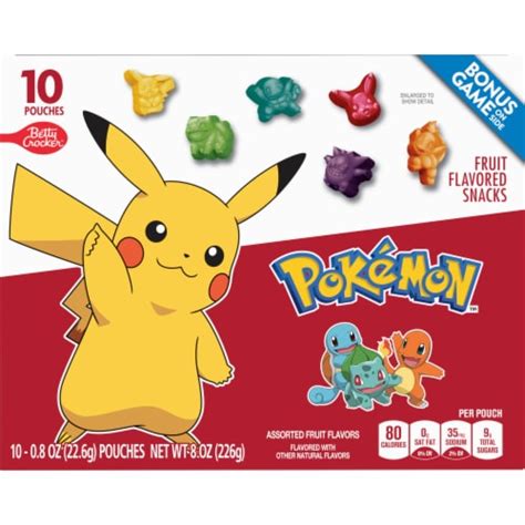 Pokemon Gluten Free Fruit Flavored Snack Treat Pouches Kids School ...