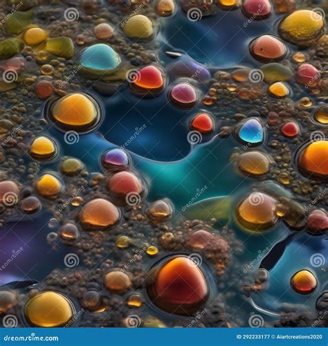 A Microscope View of Colorful Microorganisms in a Drop of Pond Water, Revealing Their Diversity2 ...